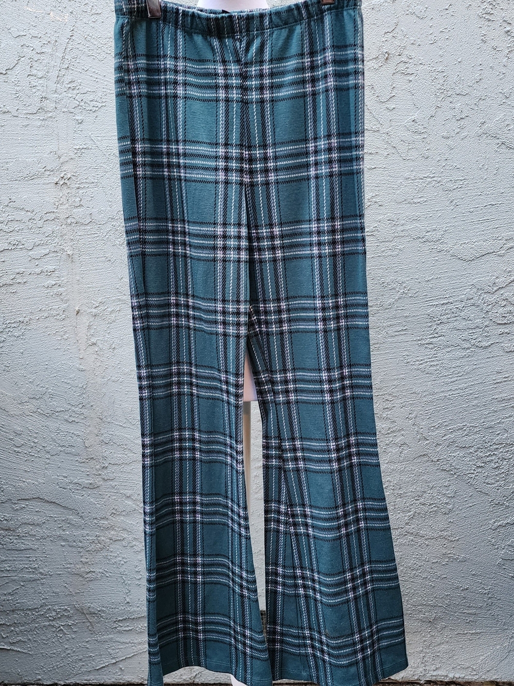 Art Class Teal Green Plaid Flare Wide Leg Pant Elastic Waist Girls/Youth XL14-16